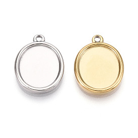 304 Настройки кабошон из нержавеющей стали кулон, ионное покрытие (ip), овальные