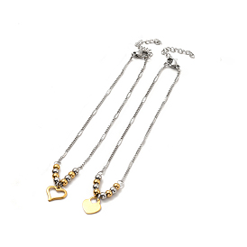 Двухцветный браслет из нержавеющей стали с подвесками и цепочками для женщин, золотые и нержавеющая сталь цвет
