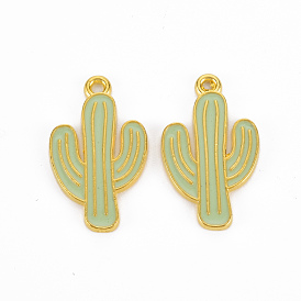 Crémaillère placage pendentifs en émail d'alliage, sans cadmium et sans plomb, cactus, or