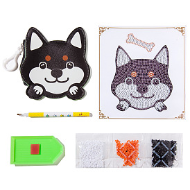 DIY Dog Purse Bag Diamond Painting Kits, Including Coin Purse, Digital Papers, Resin Rhinestones, Diamond Sticky Pen, Tray Plate and Glue Clay