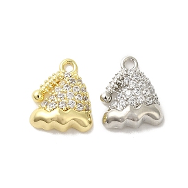 Brass Micro Pave Cubic Zirconia Charms, Christmas Hat