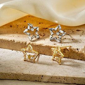 Shiny Star Stud Earrings for Women, Elegant and Stylish Jewelry