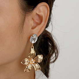 Chic Gold-Plated Floral Earrings for Women - Trendy Metal Ear Jewelry by EA1214