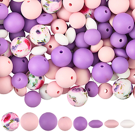 120 шт. 8 стили, экологически чистые силиконовые фокальные бусины пищевого качества, круглые и круглые