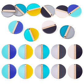 10 шт. 5 Цвета: прозрачные и непрозрачные, подвески из смолы и дерева, плоско-круглые, два тона