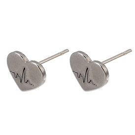 304 aretes de acero inoxidable para mujer, latido del corazón