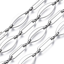 304 Stainless Steel Link Chains, with Infinity Connector, with Spool, Soldered, Oval