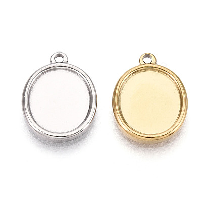 304 Настройки кабошон из нержавеющей стали кулон, ионное покрытие (ip), овальные
