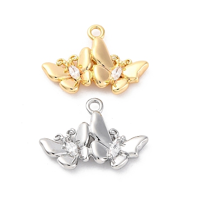 Подвески из латуни со стразами, без кадмия, без никеля и без свинца, очарование бабочки