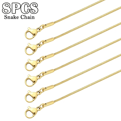 8 шт. классические простые 1.2 мм 304 ожерелья из нержавеющей стали в виде змеи для мужчин и женщин, с карабин-лобстерами 