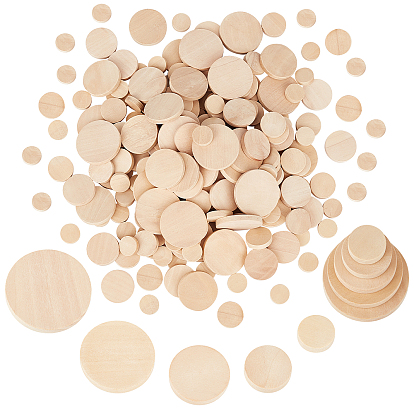 200Pcs 5 Style Flat Round Wooden Cabochons