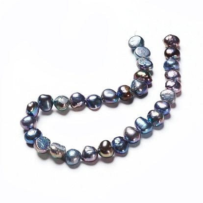 Natural Baroque Pearl Keshi Pearl, Cultured Freshwater Pearl Beads Strands, Two Sides Polished, Dyed, Nuggets