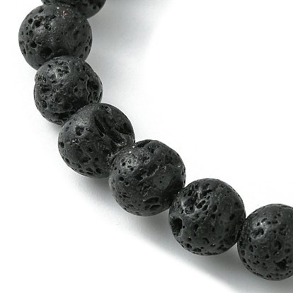 Natural Lava Rock Round Beaded Stretch Bracelet, Natural Dyed Malaysia Jade Cherry Charms Bracelet