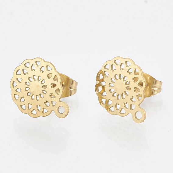 304 Выводы серьги из нержавеющей стали шпилька, с петлей, цветок