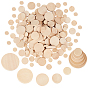 200Pcs 5 Style Flat Round Wooden Cabochons