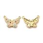 Brass Micro Pave Clear Cubic Zirconia Connetor Charms, with Enamel, Butterfly