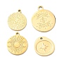 304 Stainless Steel Pendants, Flat Round Charms