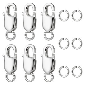 6 шт. 925 застежки-когти из стерлингового серебра, с печатью 925, с 6 открытыми соединительными кольцами