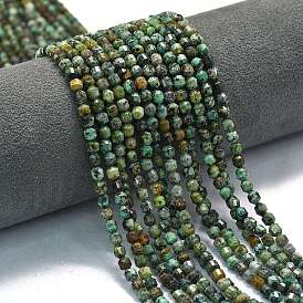 Бусы натуральная африканская бирюза (яшма), энергетическая призматическая огранка с двойными концами бусины, граненые двухконусные