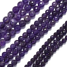 Природный аметист нитей бисера, граненый (128 граней), круглые