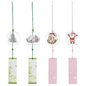 BENECREAT 4Pcs 4 Style Japanese Wind Chimes, Small Wind Bells Handmade Glass Pendants, for Christmas Gift Home Decors