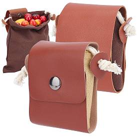 Gorgecraft 2Pcs 2 Colors Canvas & PU Leather Fold Storage Tool Bags, with Drawstring, Rectangle