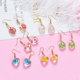 Simple Glass Ball Earrings with Stars - Versatile and Minimalist