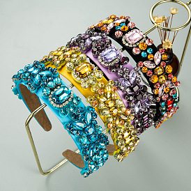 Baroque Style Vintage Headband with Colorful Rhinestones and Full Crystals