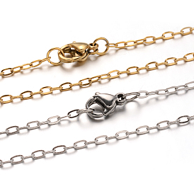 304 из нержавеющей стали кабель цепи ожерелья, с карабин-лобстерами , 19.6 дюйм (50 см), 1 мм