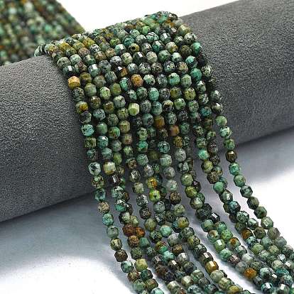 Бусы натуральная африканская бирюза (яшма), энергетическая призматическая огранка с двойными концами бусины, граненые двухконусные