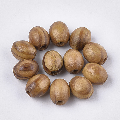 Perles en bois naturel de pin, non teint, ovale