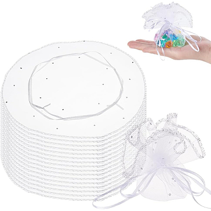 Сумочки из органзы, с блестками, подарочные пакеты, круглые