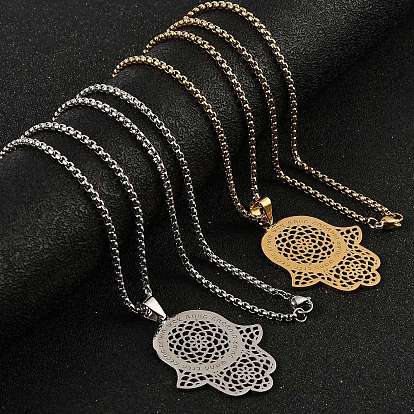 201 полые религиозные ожерелья из нержавеющей стали с подвеской в виде руки хамса