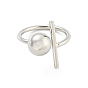 Long-Lasting Plated Brass Cuff Rings, Round & Bar Open Rings for Women