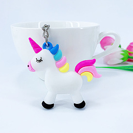 Cute Unicorn Keychain for Girls, PVC Soft Rubber Bag Charm and Car Decoration