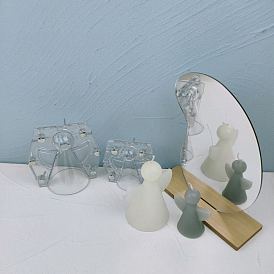 Moules de bougie en plastique transparent, pour les outils de fabrication de bougies, avec la vis, forme d'ange