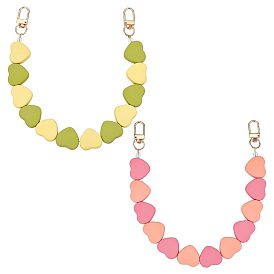 2 шт 2 цвета сердце акриловые бусины мешочек ремни, с поворотными застежками сплава, для замены ремней для мешков