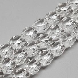 Natural Quartz Crystal Beads Strands, Faceted Cuboid
