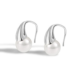Teardrop Rhodium Plated 925 Sterling Silver Shell Pearl Dangle Earrings for Women