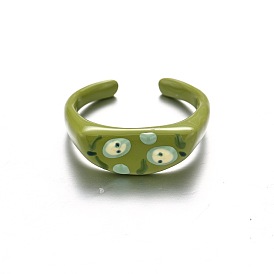 Brass Enamel Cuff Open Rings for Girls