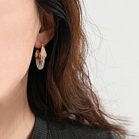 Серьги-кольца из сплава, цепочка-оберег