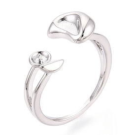 Закрепки для колец-манжет из латуни в форме луны, за половину пробурено бисера