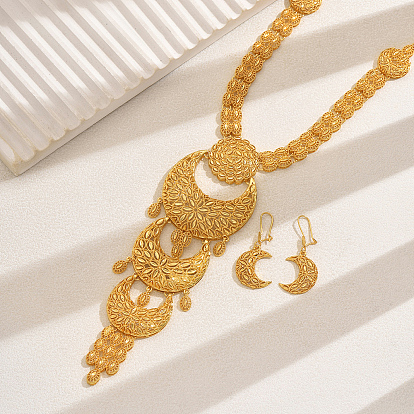 Серьги-подвески и ожерелья с подвесками в виде луны из сплава с кисточками для женщин