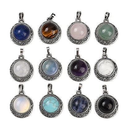 Полукруглые подвески с драгоценными камнями, сплав драгоценных камней амулеты, античное серебро, без свинца и без кадмия