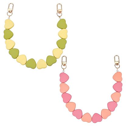 2 шт 2 цвета сердце акриловые бусины мешочек ремни, с поворотными застежками сплава, для замены ремней для мешков