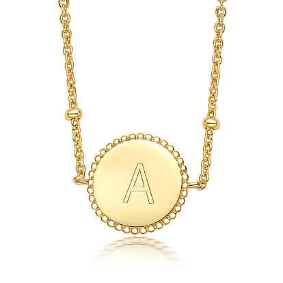 Golden Stainless Steel Pendant Necklaces, Initial Letter