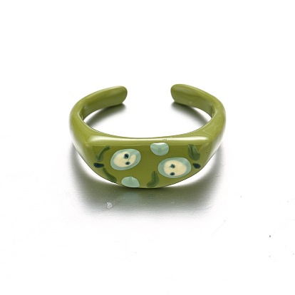 Brass Enamel Cuff Open Rings for Girls