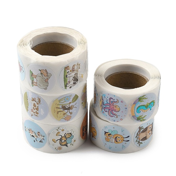 Самоклеящиеся бумажные наклейки с картинками, круглые точечные декоративные наклейки