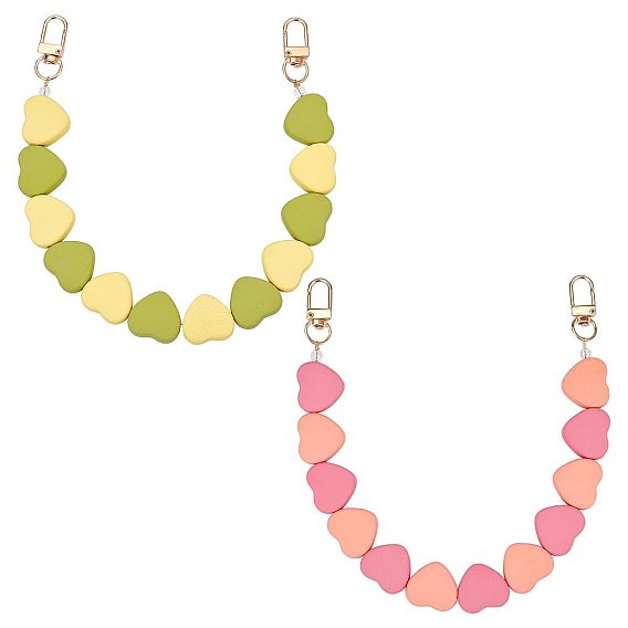 2 шт 2 цвета сердце акриловые бусины мешочек ремни, с поворотными застежками сплава, для замены ремней для мешков