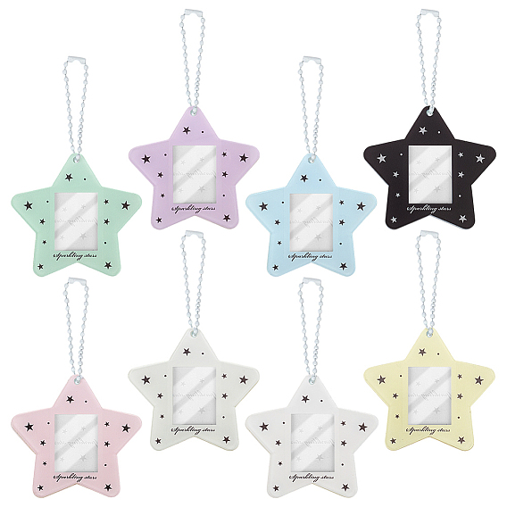 8шт. 8 цветные акриловые держатели для карт в форме звезды, с шариковой цепью